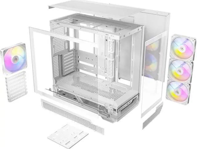 Alt view image 19 of 20 - Antec C7 ARGB White, RTX 40 GPU Support, 4 x 120mm ARGB PWM Fans Included, Vertical GPU Cooling, Type-C 10Gbps, Seamless Tempered Glass Front & Side Panels, 360mm Radiator Support, Mid-Tower E-ATX PC Case