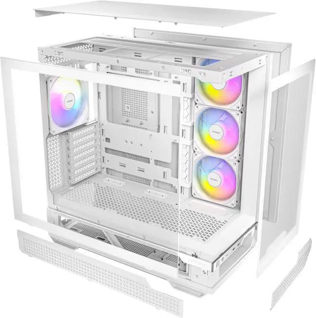 Alt view image 20 of 20 - Antec C7 ARGB White, RTX 40 GPU Support, 4 x 120mm ARGB PWM Fans Included, Vertical GPU Cooling, Type-C 10Gbps, Seamless Tempered Glass Front & Side Panels, 360mm Radiator Support, Mid-Tower E-ATX PC Case