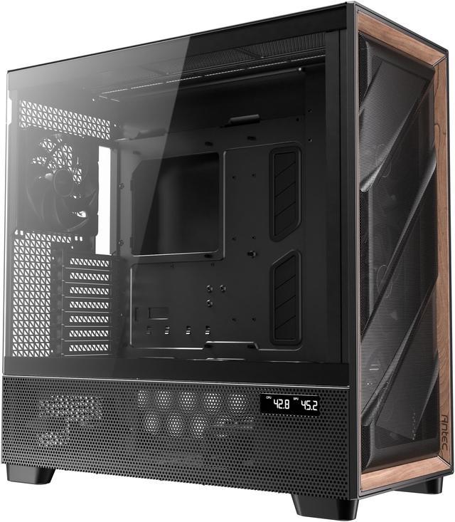Alt view image 3 of 20 - Antec Flux Pro, 6 x PWM Fans Included, High-Airflow Front Panel with Walnut Wood, iShift PSU 90° Mount, USB3.0 x 2, Type-C, 420mm Radiator Support, Temp. Display, Full-Tower E-ATX PC Case