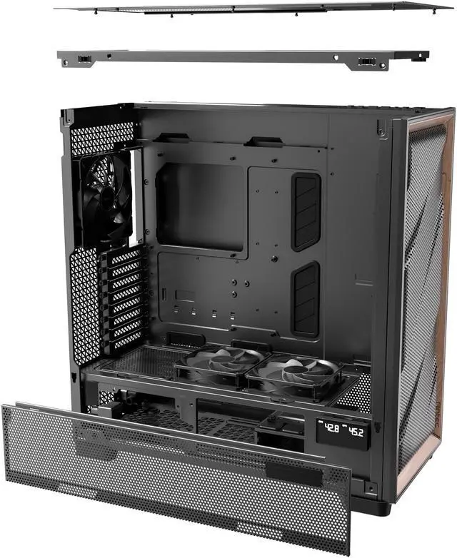 Alt view image 17 of 20 - Antec Flux Pro, 6 x PWM Fans Included, High-Airflow Front Panel with Walnut Wood, iShift PSU 90° Mount, USB3.0 x 2, Type-C, 420mm Radiator Support, Temp. Display, Full-Tower E-ATX PC Case