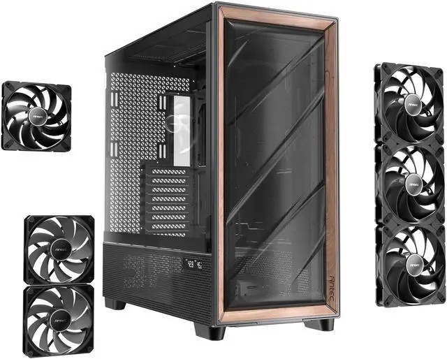 Alt view image 18 of 20 - Antec Flux Pro, 6 x PWM Fans Included, High-Airflow Front Panel with Walnut Wood, iShift PSU 90° Mount, USB3.0 x 2, Type-C, 420mm Radiator Support, Temp. Display, Full-Tower E-ATX PC Case