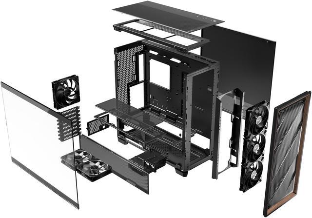 Alt view image 19 of 20 - Antec Flux Pro, 6 x PWM Fans Included, High-Airflow Front Panel with Walnut Wood, iShift PSU 90° Mount, USB3.0 x 2, Type-C, 420mm Radiator Support, Temp. Display, Full-Tower E-ATX PC Case
