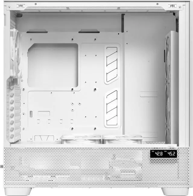 Alt view image 9 of 20 - Antec Flux Pro White, 6 x PWM Fans Included, High-Airflow Front Panel with Birch Wood, iShift PSU 90° Mount, USB3.0 x 2, Type-C, 420mm Radiator Support, Temp. Display, Full-Tower E-ATX PC Case