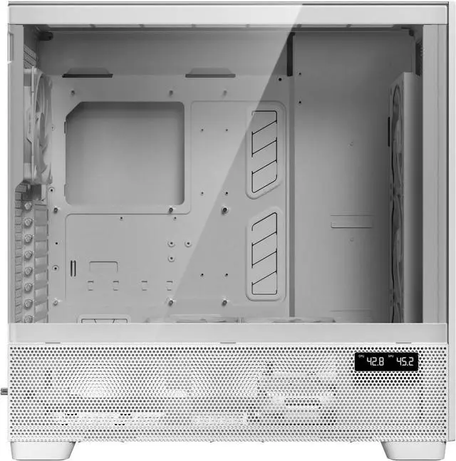 Alt view image 10 of 20 - Antec Flux Pro White, 6 x PWM Fans Included, High-Airflow Front Panel with Birch Wood, iShift PSU 90° Mount, USB3.0 x 2, Type-C, 420mm Radiator Support, Temp. Display, Full-Tower E-ATX PC Case