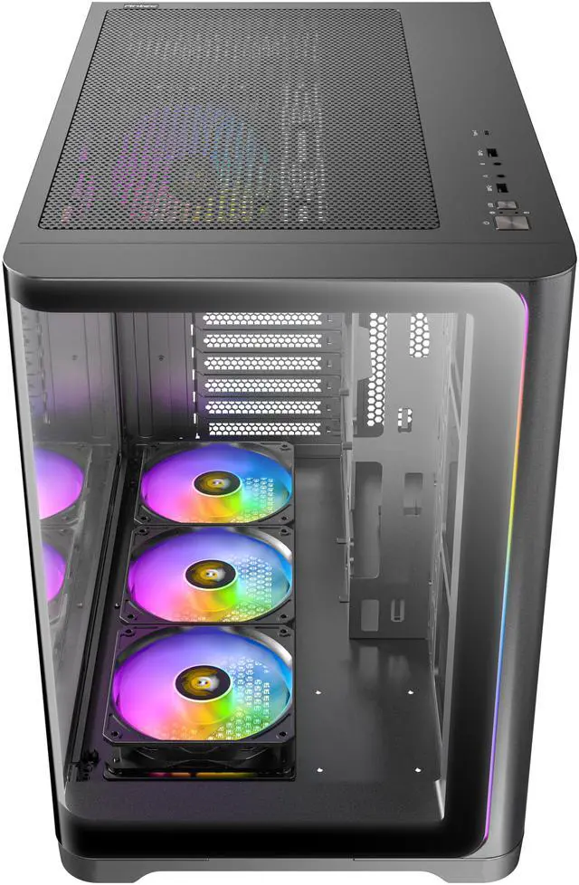 Alt view image 7 of 16 - Antec C5 Curve ARGB, 4 x 120mm ARGB PWM Fans Included, Up to 10 Fans Simultaneously, Type-C 3.2 Gen 2 Port, Curved Tempered Glass Front & Side Panels, 360mm Radiator Support, Mid-Tower ATX PC Case