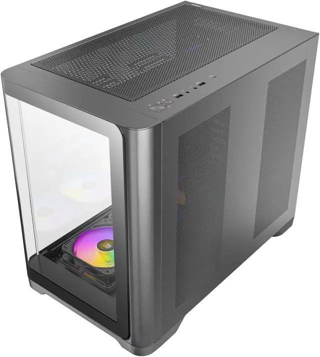 Alt view image 15 of 16 - Antec C5 Curve ARGB, 4 x 120mm ARGB PWM Fans Included, Up to 10 Fans Simultaneously, Type-C 3.2 Gen 2 Port, Curved Tempered Glass Front & Side Panels, 360mm Radiator Support, Mid-Tower ATX PC Case