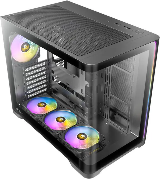 Alt view image 16 of 16 - Antec C5 Curve ARGB, 4 x 120mm ARGB PWM Fans Included, Up to 10 Fans Simultaneously, Type-C 3.2 Gen 2 Port, Curved Tempered Glass Front & Side Panels, 360mm Radiator Support, Mid-Tower ATX PC Case