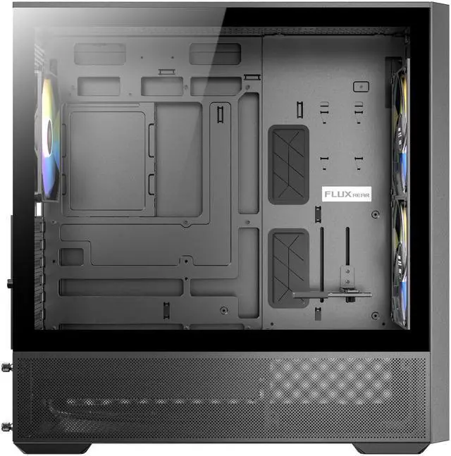 Alt view image 17 of 20 - Antec FLUX Rear, 5 PWM Fans Included, F-LUX Platform, Front PSU Chamber, Back Connect Motherboard Support, Premium Wood Accents, Tempered Glass, 360mm Top Radiator Support, Mid-Tower ATX PC Case