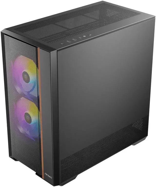 Alt view image 20 of 20 - Antec FLUX Rear, 5 PWM Fans Included, F-LUX Platform, Front PSU Chamber, Back Connect Motherboard Support, Premium Wood Accents, Tempered Glass, 360mm Top Radiator Support, Mid-Tower ATX PC Case