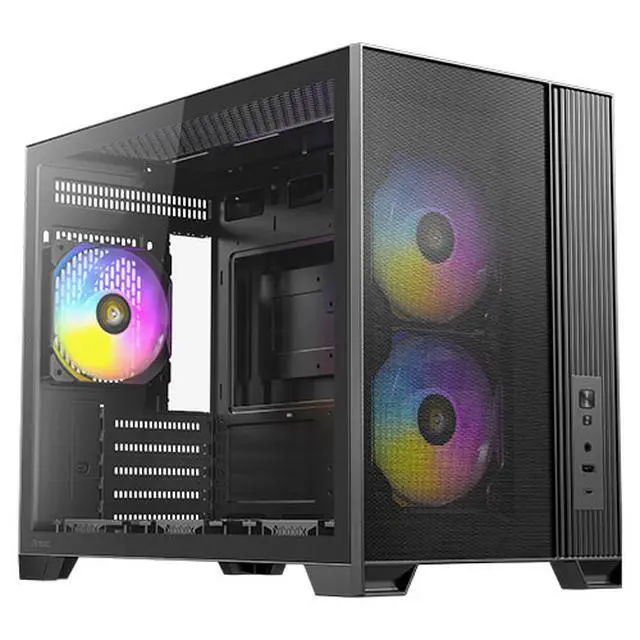 Main image of Antec FLUX M, 6 PWM Fans Included, F-LUX Platform, Front PSU Chamber, Vertical Airflow Design, 360mm Top Radiator Support, Type-C 3.2 Gen 2, Compact MicroATX PC Case