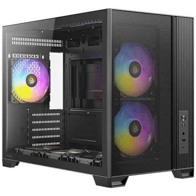 Alt view image 2 of 16 - Antec FLUX M, 6 PWM Fans Included, F-LUX Platform, Front PSU Chamber, Vertical Airflow Design, 360mm Top Radiator Support, Type-C 3.2 Gen 2, Compact MicroATX PC Case