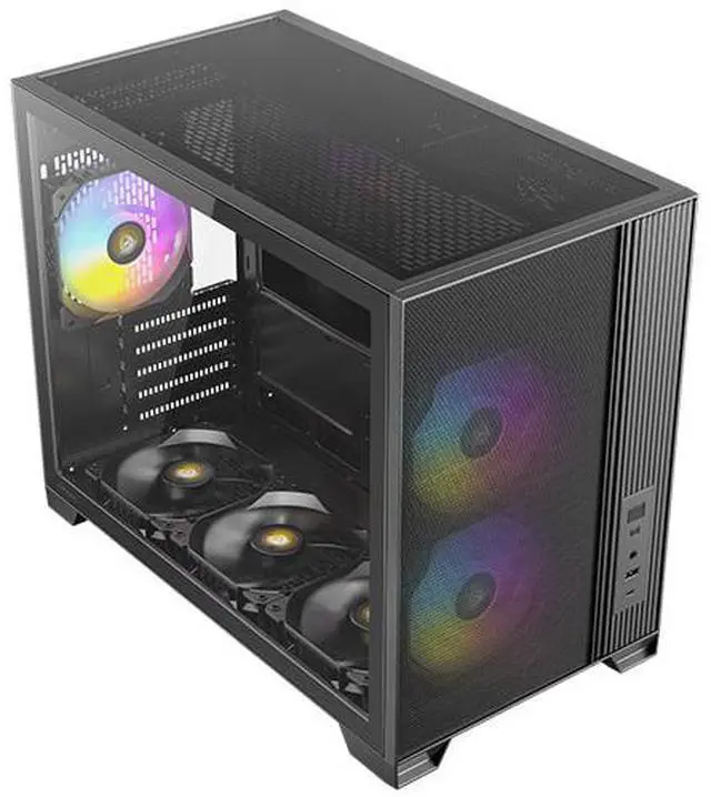 Alt view image 3 of 16 - Antec FLUX M, 6 PWM Fans Included, F-LUX Platform, Front PSU Chamber, Vertical Airflow Design, 360mm Top Radiator Support, Type-C 3.2 Gen 2, Compact MicroATX PC Case