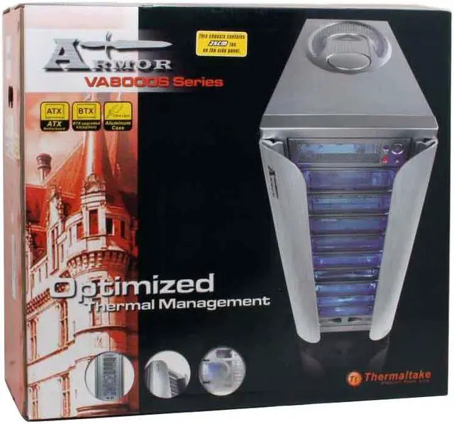 Alt view image 15 of 16 - Thermaltake Armor Series VA8003SWA Silver ATX Full Tower Computer Case w/ 25CM Fan