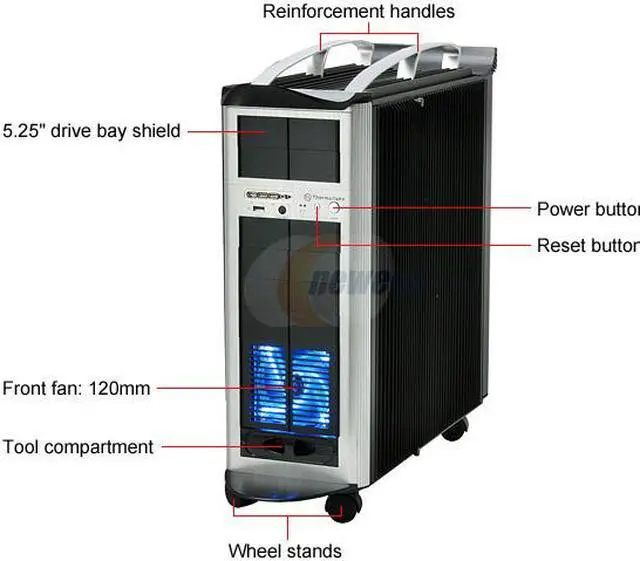 Alt view image 2 of 17 - Thermaltake SwordM VD500LBNA Black/ Silver Aluminum Extrusion ATX Full Tower Liquid Cooling Computer Case