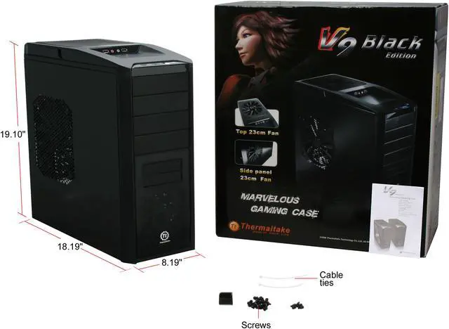 Alt view image 12 of 12 - Thermaltake V9 Black Edition ATX Computer Gaming Chassis with Dual Oversized 230mm Ultra-Silent Cooling Fans VJ400G1N2Z Mid Tower