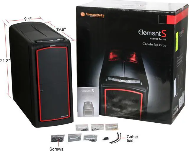 Alt view image 13 of 13 - Thermaltake Element S VK60001N2Z Black SECC ATX Mid Tower Computer Case