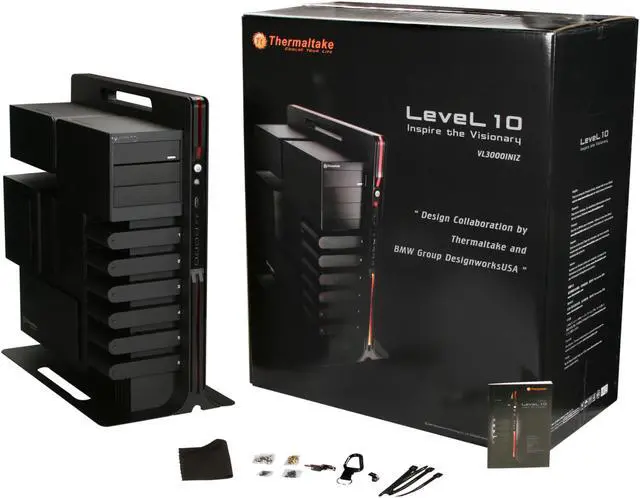 Alt view image 12 of 12 - Thermaltake Level 10 VL30001N1Z Black Aluminum ATX Super Full Tower Gaming Station Computer Case
