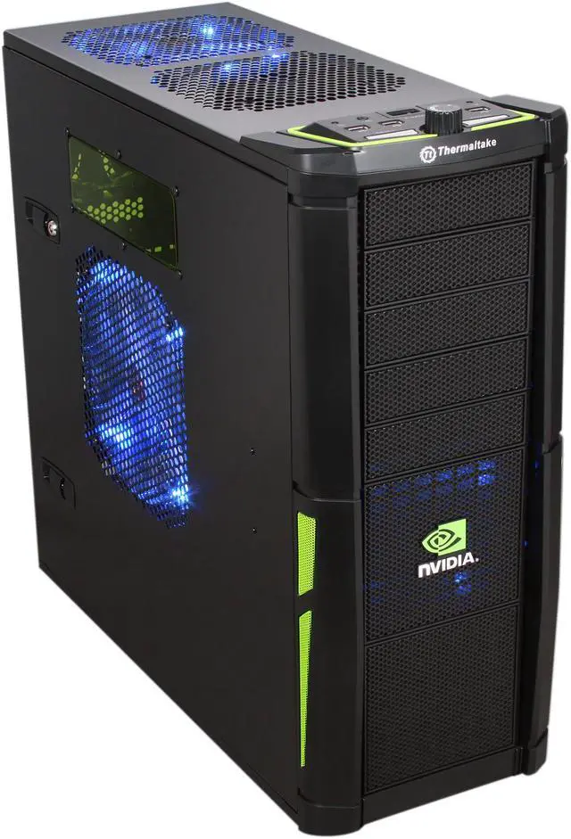 Alt view image 2 of 13 - Thermaltake VL200L1W2Z NVIDIA Edition Black and Green Lining ATX Full Tower Gaming Computer Case w/ 2x 120mm Fan (Front & Rear), 1x Front Colorshift LED 120mm Fan, 1x Top Colorshift LED 200mm Fan, 1x Side Colorshift LED 230mm fan & 1x Delta