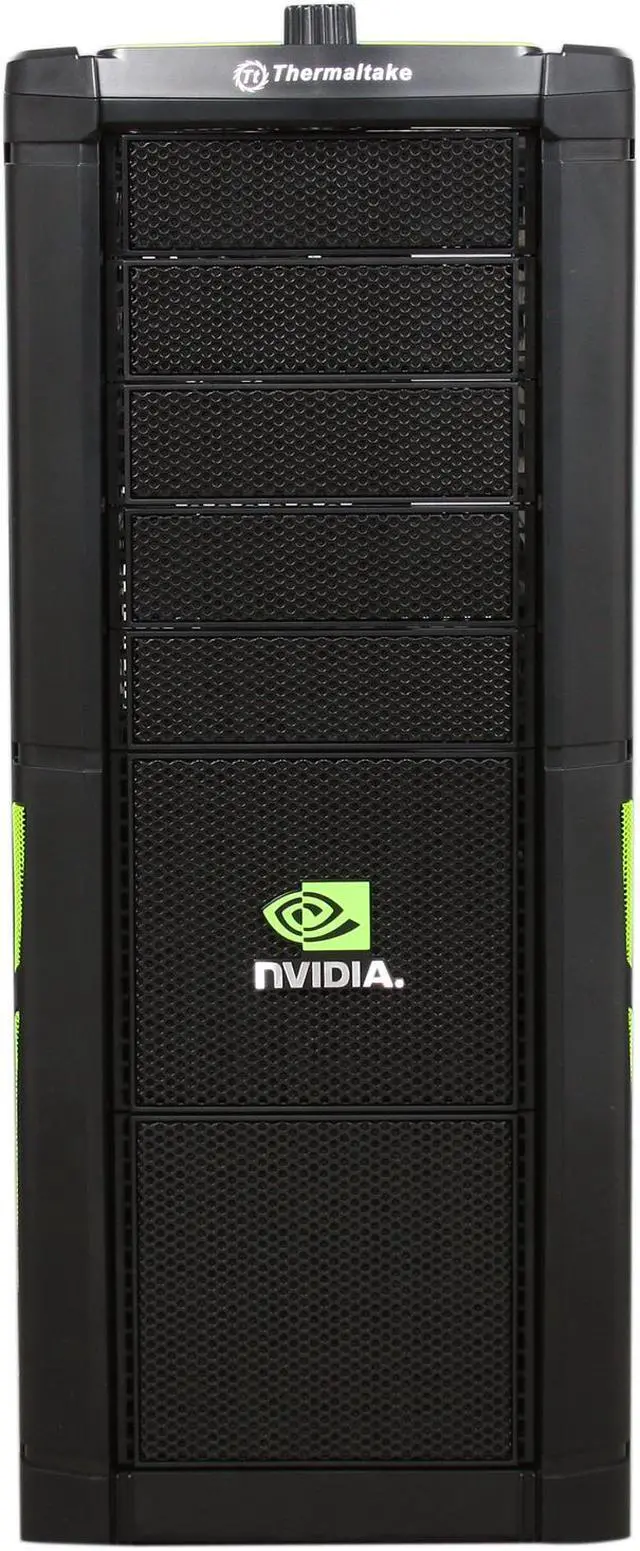 Alt view image 4 of 13 - Thermaltake VL200L1W2Z NVIDIA Edition Black and Green Lining ATX Full Tower Gaming Computer Case w/ 2x 120mm Fan (Front & Rear), 1x Front Colorshift LED 120mm Fan, 1x Top Colorshift LED 200mm Fan, 1x Side Colorshift LED 230mm fan & 1x Delta