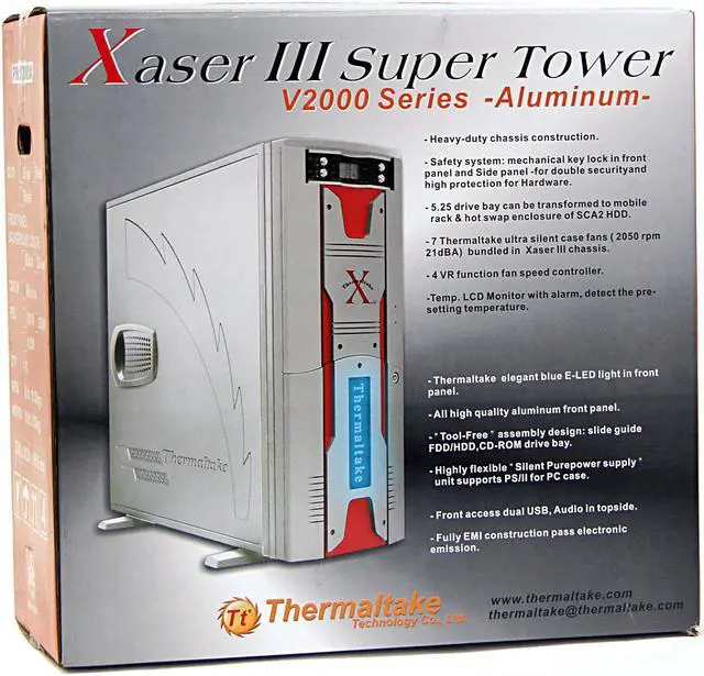 Alt view image 9 of 9 - Thermaltake XASER III V2000A Silver Aluminum Super Tower Computer Case