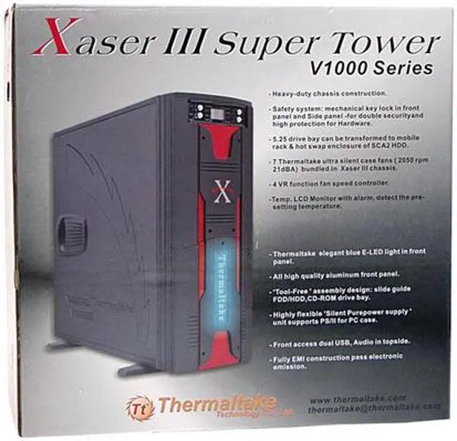 Alt view image 8 of 8 - Thermaltake Xaser III V1000A Black Chassis: 1.0mm SECC Japan Steel; Front Panel: Aluminum ATX Full Tower Computer Case