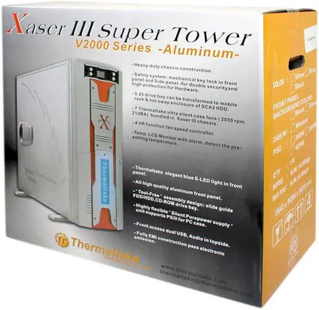 Alt view image 9 of 9 - Thermaltake Xaser III V2420A Silver Aluminum ATX Mid Tower Computer Case 420W Silent Purepower Power Supply