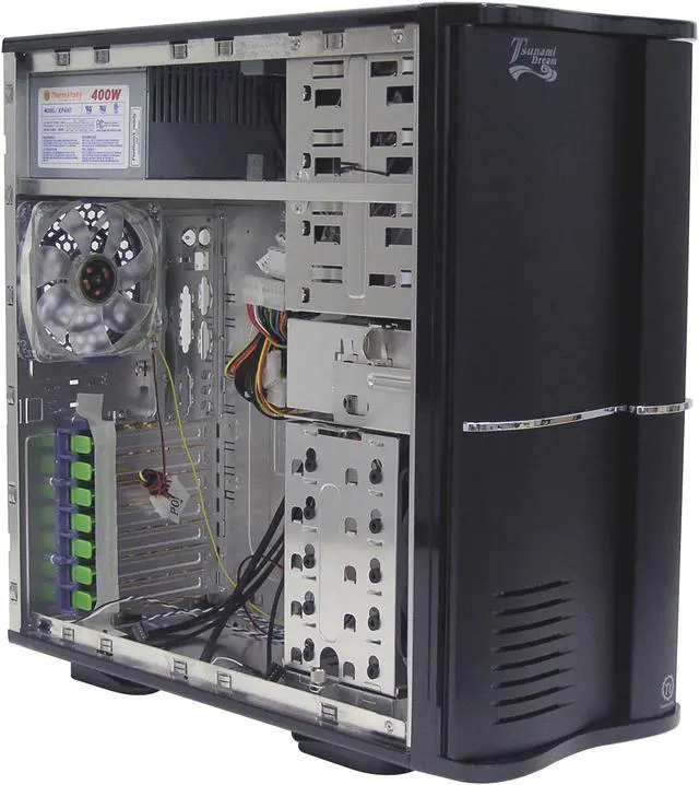 Alt view image 12 of 16 - Thermaltake Tsunami VA3400BWA Black- Mirror Coating Aluminum ATX Mid Tower Computer Case 400W Power Supply