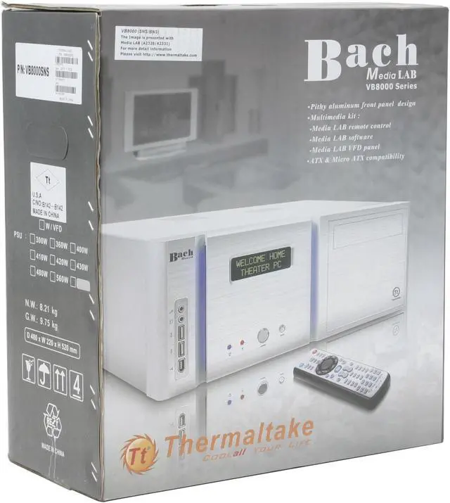 Alt view image 10 of 10 - Thermaltake Silver Aluminum / Steel Bach Media Lab VB8000SNS ATX Media Center / HTPC Case