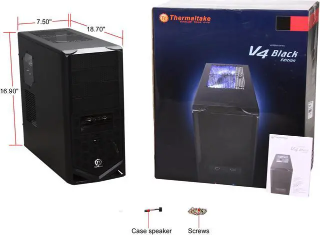 Alt view image 10 of 10 - Thermaltake V4 Black Edition Gaming Chassis Mid Tower Steel Computer Case Fully Black Powdered Interior VM30001W2Z
