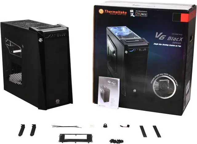 Alt view image 15 of 15 - Thermaltake V6 BlacX Edition Gaming Chassis Mid Tower Steel Computer Case BlacX Top Mounted HDD Docking Station VM100M1W2Z