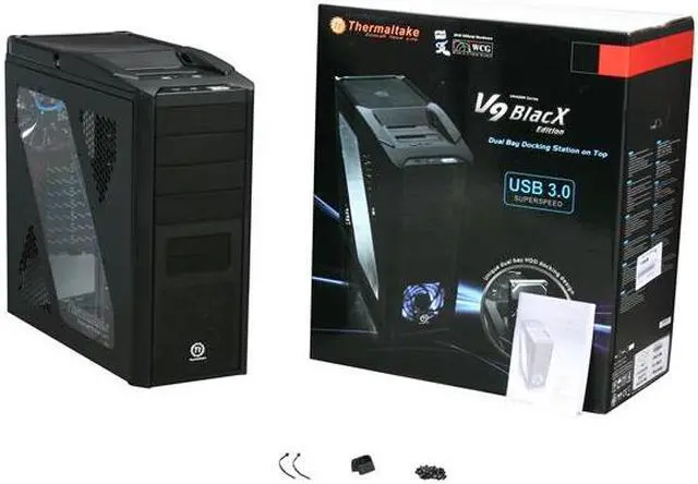 Alt view image 11 of 11 - Thermaltake V9 BlacX Edition Gaming Chassis Mid Tower Steel Computer Case BlacX Top Mounted Dual HDD Docking Stations VM400M1W2Z