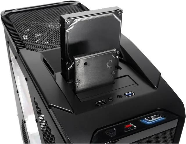 Alt view image 9 of 11 - Thermaltake V9 BlacX Edition Gaming Chassis Mid Tower Steel Computer Case BlacX Top Mounted Dual HDD Docking Stations VM400M1W2Z
