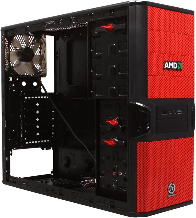 Alt view image 7 of 9 - Thermaltake V3 Black AMD Edition VL800P1W2N Black / Red SECC / Plastic ATX Mid Tower Computer Case