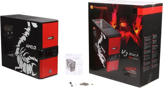 Alt view image 9 of 9 - Thermaltake V3 Black AMD Edition VL800P1W2N Black / Red SECC / Plastic ATX Mid Tower Computer Case