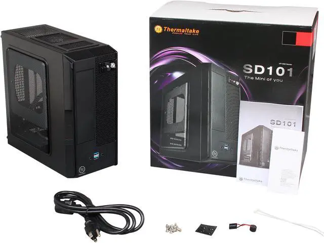 Alt view image 10 of 10 - Thermaltake SD101 VP11821N2U Black Steel Mini-ITX Tower Computer Case 180W Power Supply