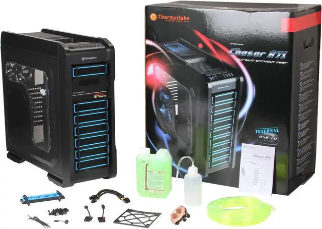 Alt view image 10 of 10 - Thermaltake VP40031W2N Black ATX Full Tower Computer Case w/ Liquid Cooling System
