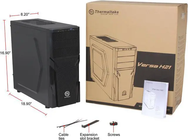 Alt view image 14 of 14 - Thermaltake Versa H21 Mid Tower Computer Case with USB 3.0 and All-Black Interior(CA-1B2-00M1NN-00)