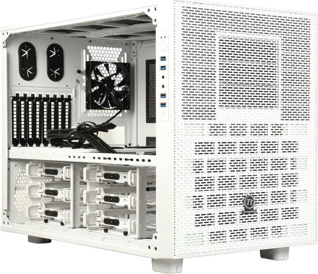 Alt view image 7 of 9 - Thermaltake Core X9 Snow Edition E-ATX Stackable Tt LCS Certified Cube Chassis CA-1D8-00F6WN-00