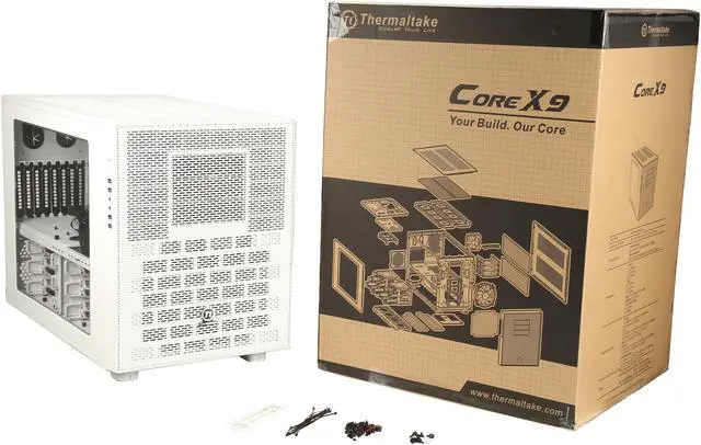 Alt view image 9 of 9 - Thermaltake Core X9 Snow Edition E-ATX Stackable Tt LCS Certified Cube Chassis CA-1D8-00F6WN-00