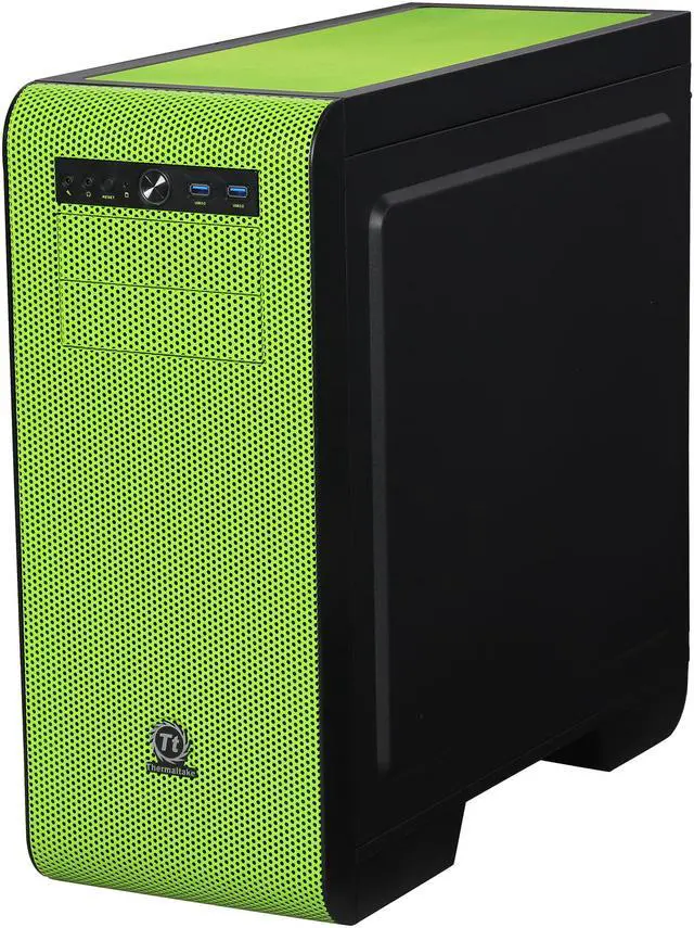 Alt view image 3 of 9 - Thermaltake Core V51 Riing Edition Black/Green ATX Gaming Mid Tower Computer Case CA-1C6-00M8WN-00