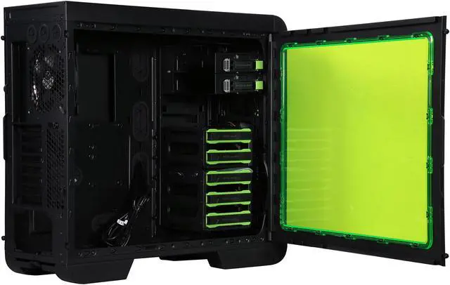 Alt view image 5 of 9 - Thermaltake Core V51 Riing Edition Black/Green ATX Gaming Mid Tower Computer Case CA-1C6-00M8WN-00
