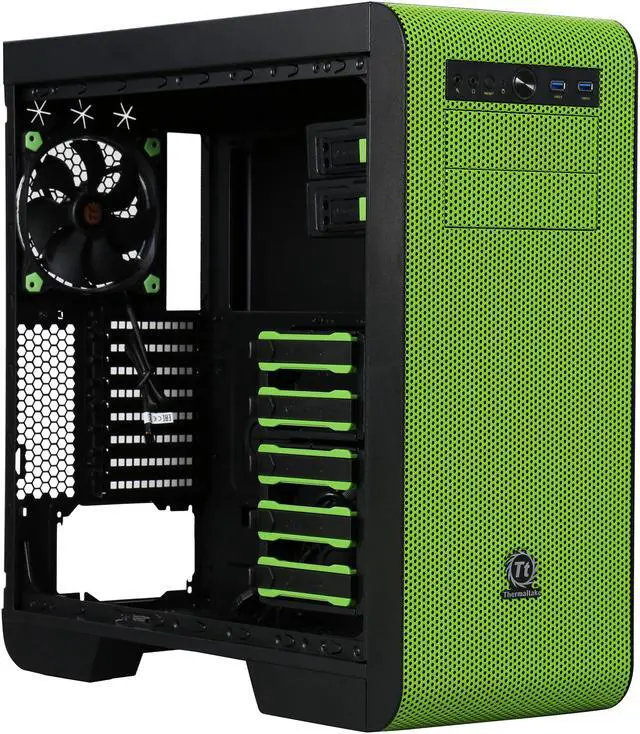 Alt view image 7 of 9 - Thermaltake Core V51 Riing Edition Black/Green ATX Gaming Mid Tower Computer Case CA-1C6-00M8WN-00
