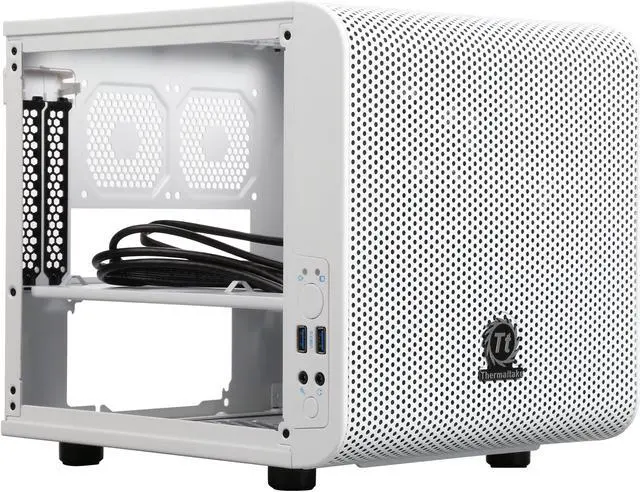 Alt view image 7 of 14 - Thermaltake Core V1 Snow Edition Extreme Mini ITX Cube Chassis, Compatible with Air and Liquid Cooling Builds CA-1B8-00S6WN-01