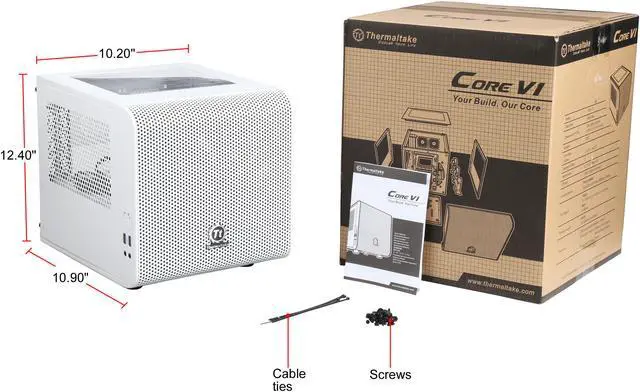 Alt view image 9 of 14 - Thermaltake Core V1 Snow Edition Extreme Mini ITX Cube Chassis, Compatible with Air and Liquid Cooling Builds CA-1B8-00S6WN-01