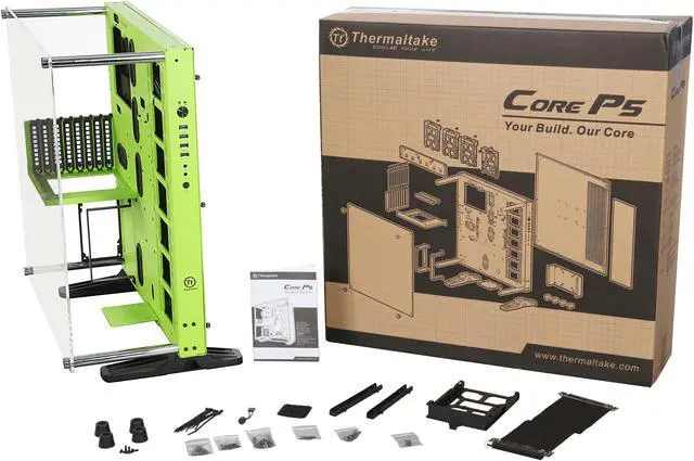 Alt view image 8 of 8 - Thermaltake Core P5 Green Edition ATX Open Frame Panoramic Viewing Tt LCS Certified Gaming Computer Case CA-1E7-00M8WN-00