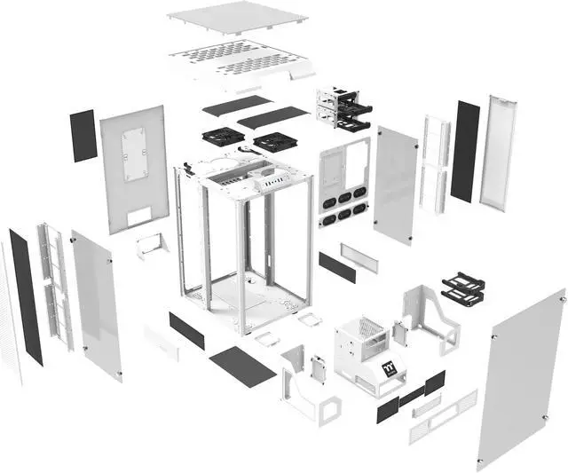 Alt view image 12 of 12 - Thermaltake Tower 900 Snow Edition Tempered Glass Fully Modular E-ATX Vertical Super Tower Chassis CA-1H1-00F6WN-00