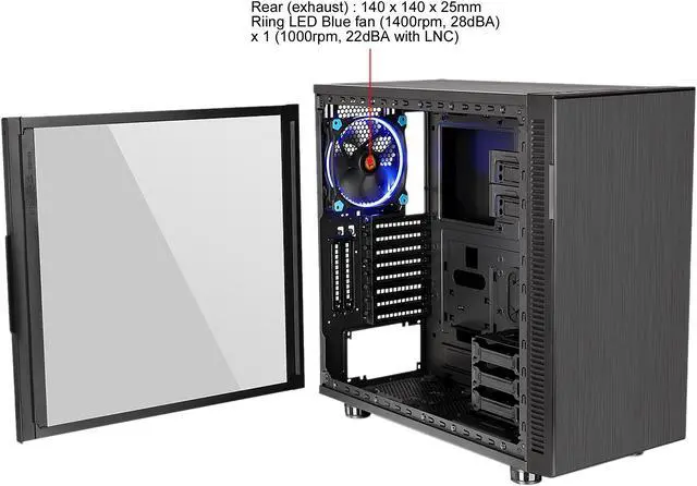 Alt view image 8 of 12 - Thermaltake Suppressor F31 Tempered Glass Edition ATX Mid Tower Tt LCS Certified Gaming Silent Computer Case CA-1E3-00M1WN-03