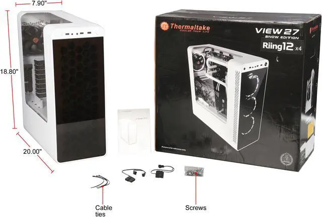 Alt view image 10 of 9 - Thermaltake View 27 Snow ATX Gull Wing Window Tt LCS Certified Gaming Mid Tower Computer Case with 4 x 120mm White Riing Fan CA-1G7-00M6WN-WT