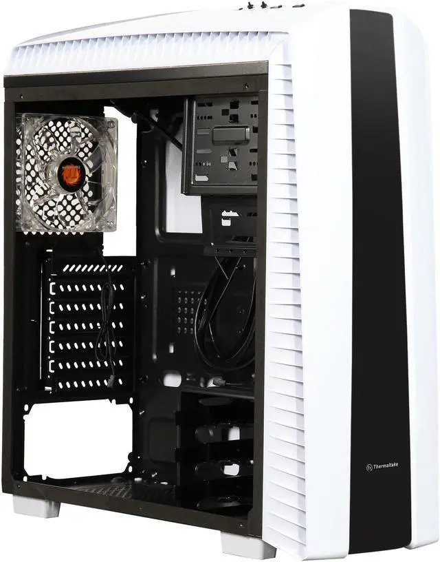 Alt view image 8 of 10 - Thermaltake Versa N27 Red LED Fan Edition Snow ATX Gaming Mid Tower Computer Case CA-1H6-00M6WN-02