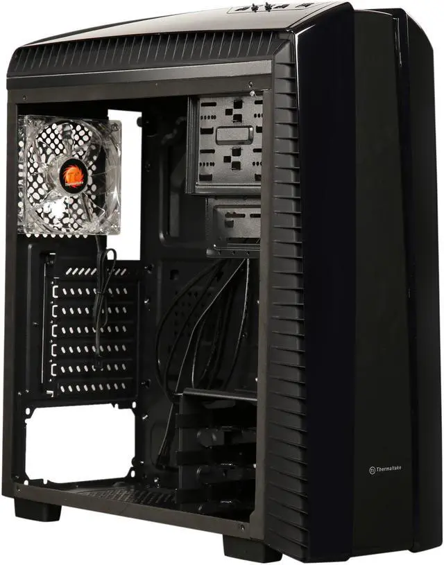 Alt view image 8 of 10 - Thermaltake Versa N27 Red LED Fan Edition Black ATX Gaming Mid Tower Computer Case CA-1H6-00M1WN-02